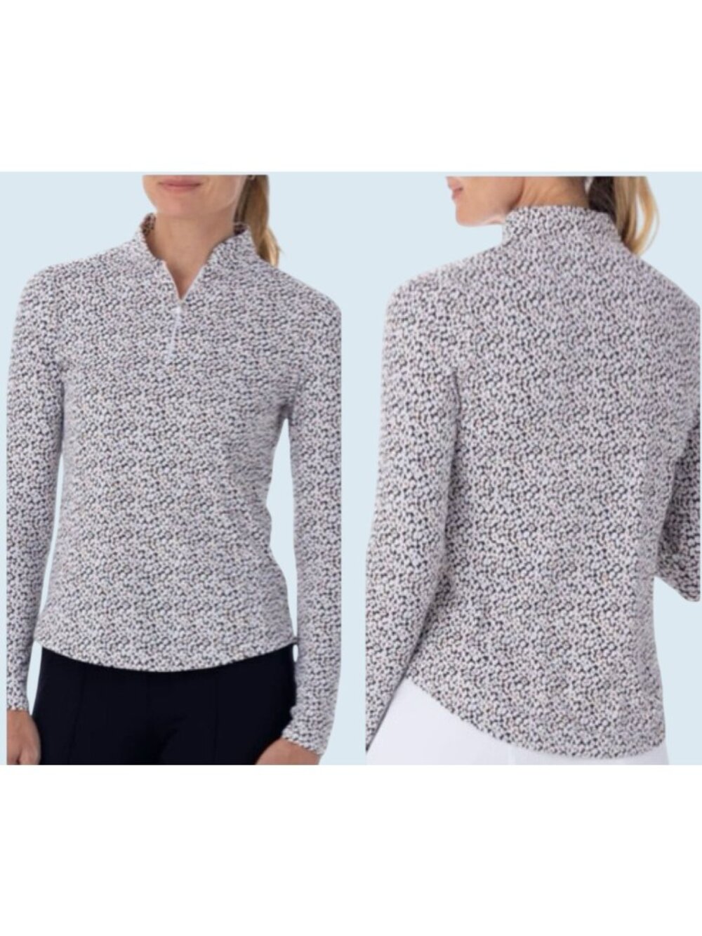 BELYN KEY Hepburn Long Sleeve Cheetah Print Golf Tennis Outdoor Top Shirt Sz S